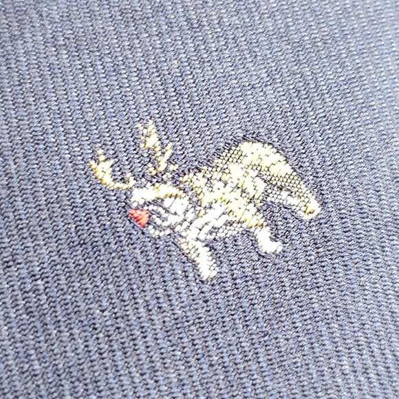 J Crew Christmas Tie Pug Reindeer Dog 100% Silk Blue 61" Long Necktie J.Crew - Picture 6 of 10